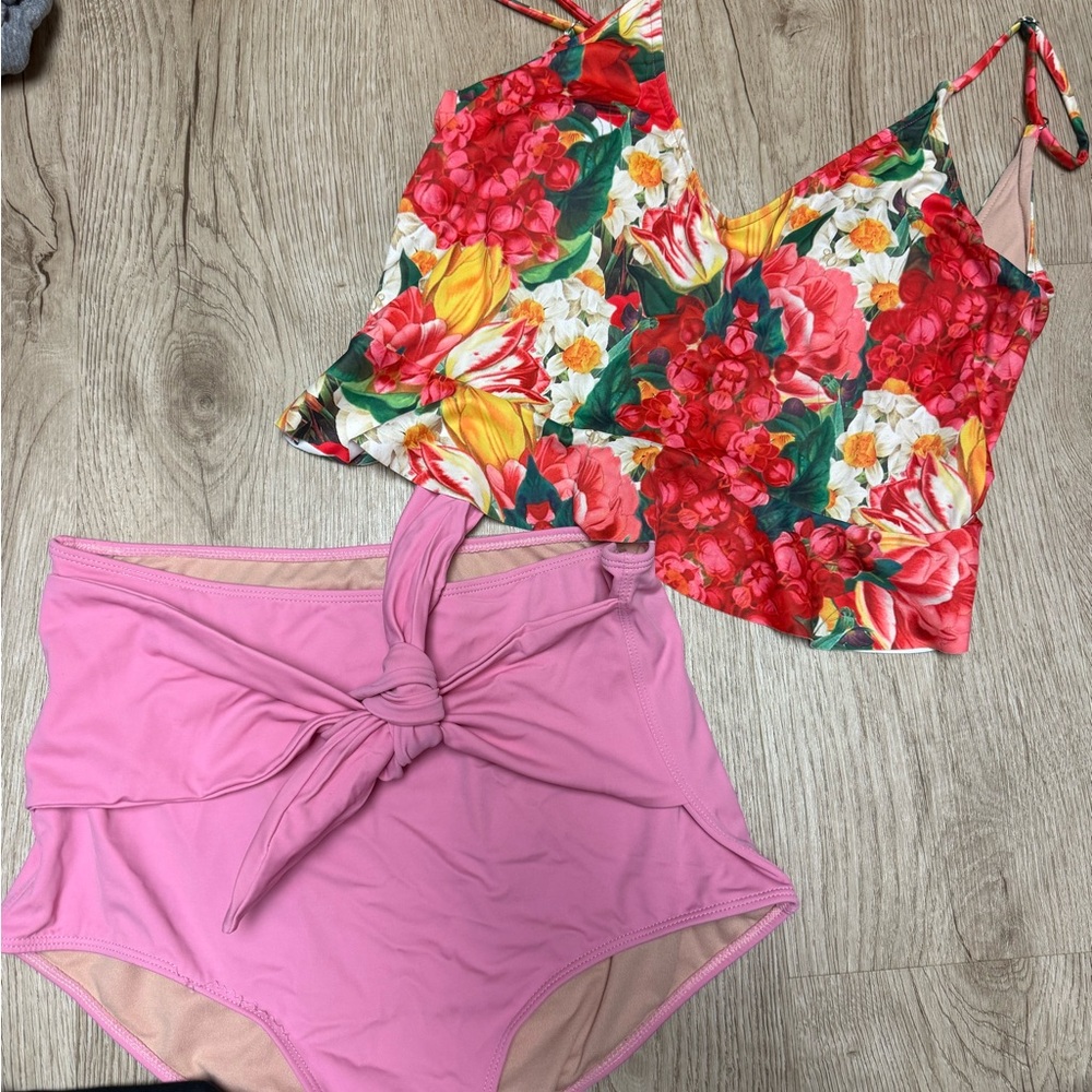 Kortni Jeane Floral and Pink Bikini Set